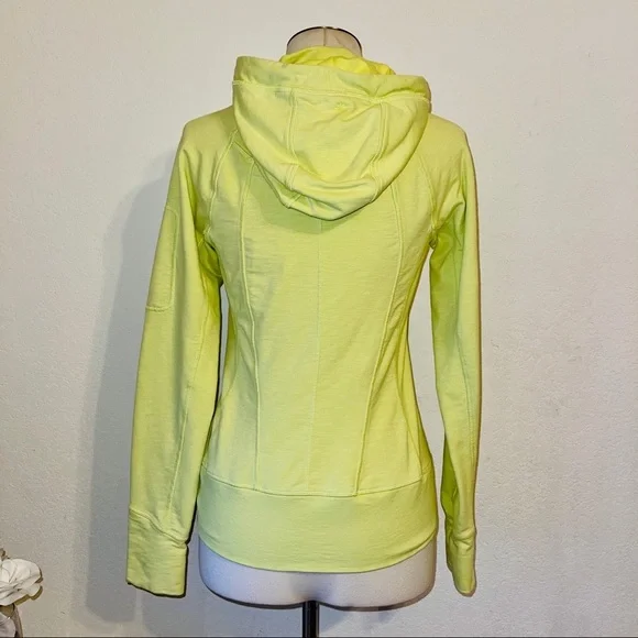Athleta Slub Strength Hoodie Jacket S Lime-Yellow Work-Out Athleisure - Picture 5 of 8